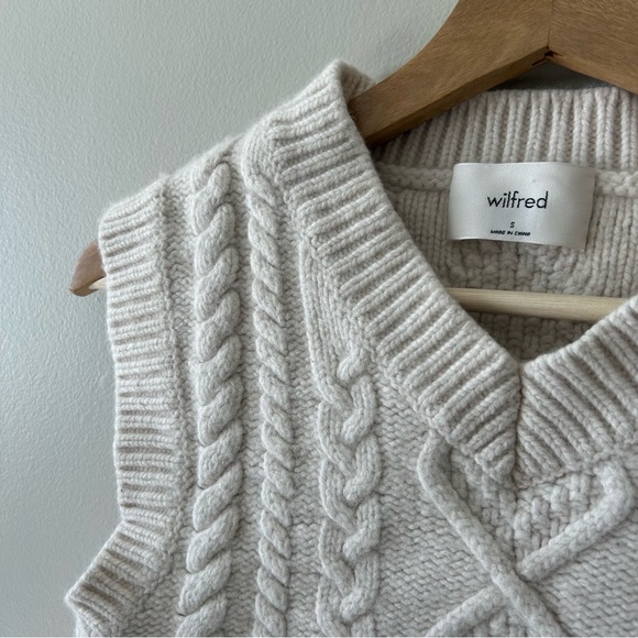SOLD - Aritzia Wilfred Alps Vest Wool Cropped Knit Vest Size Small Beige - Picture 5 of 7
